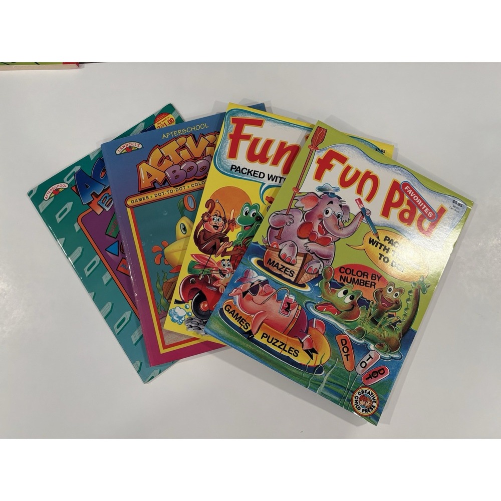Lot of 4 NOS 80s Coloring Activity Book Pad Barely Marked Homeschool Retired